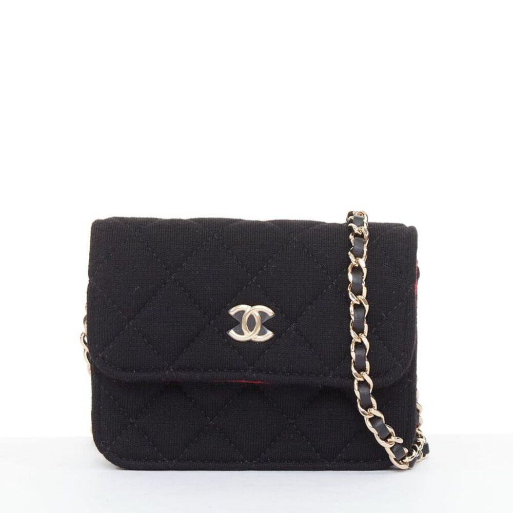 Chanel quilted jersey CC chain strap mini crossbody bag